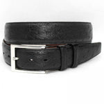 Torino Leather South African Ostrich Quilled Belt - Black