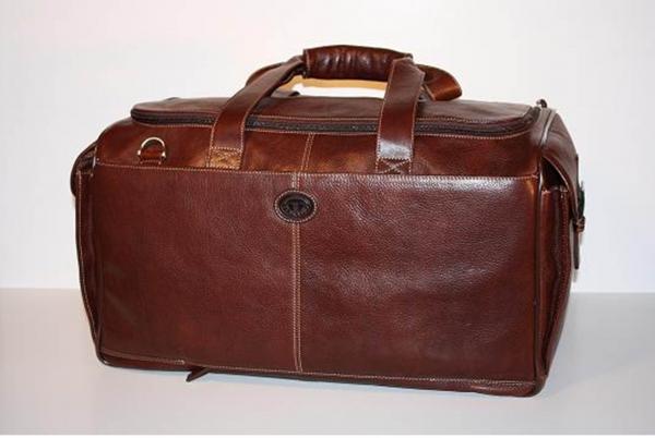 Torino Leather Sport Duffel in Tumbled Leather - Burnished Brown