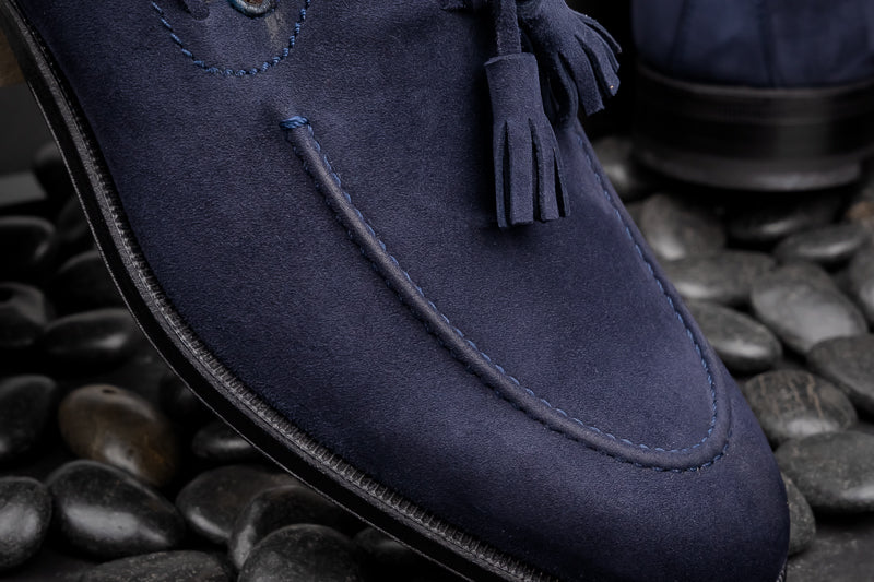 Stemar Venezia Suede Tassel Loafers Navy