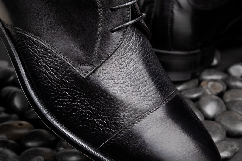 Stemar Deerskin Cap Toe Shoes Black