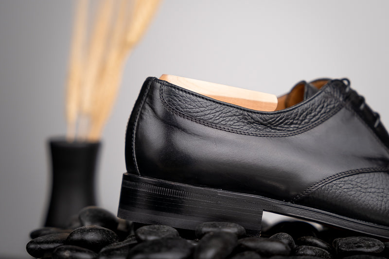 Stemar Cuneo Deerskin Cap Toe Shoes Black