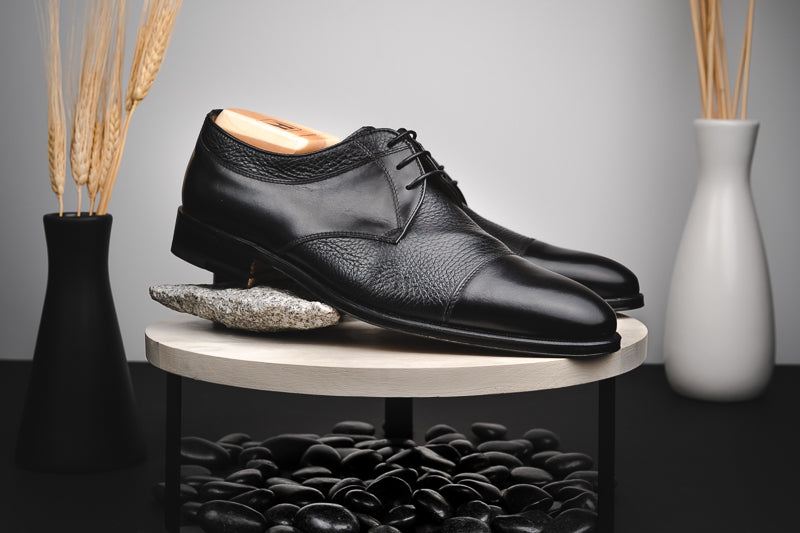 Stemar Deerskin Cap Toe Shoes Black