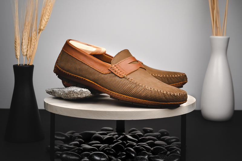 Stemar Amalfi Perforated Driving Loafers Brown / Tan