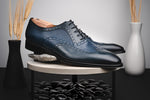 Stemar Trento Deerskin & Calf Wingtip Oxfords Blue WIDE