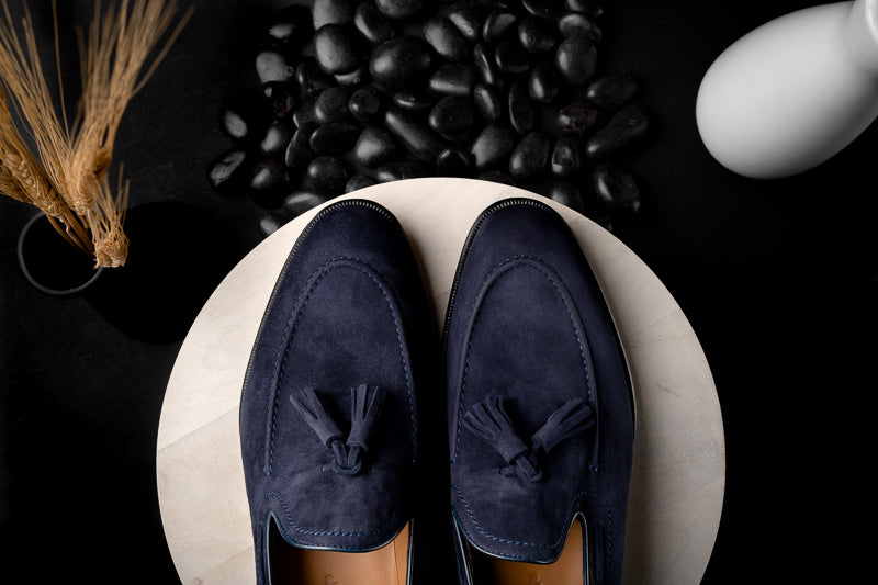 Stemar Venezia Suede Tassel Loafers Navy