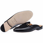 Superglamourous Tangerine 12 Cordovan Mules Black