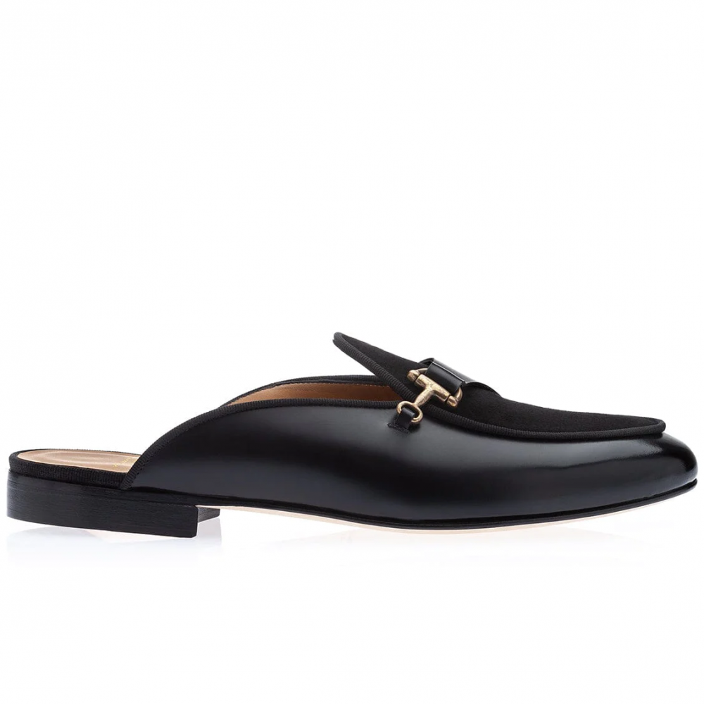 Superglamourous Tangerine 12 Cordovan Mules Black
