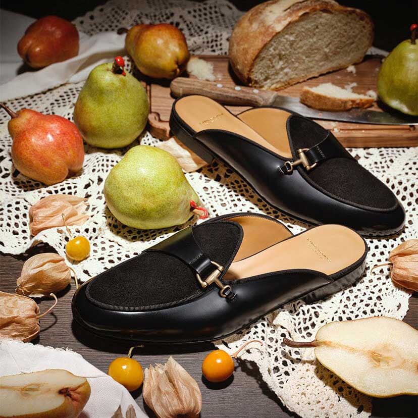 Superglamourous Tangerine 12 Cordovan Mules Black