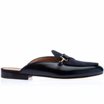 Superglamourous Tangerine 12 Cordovan Mules Navy