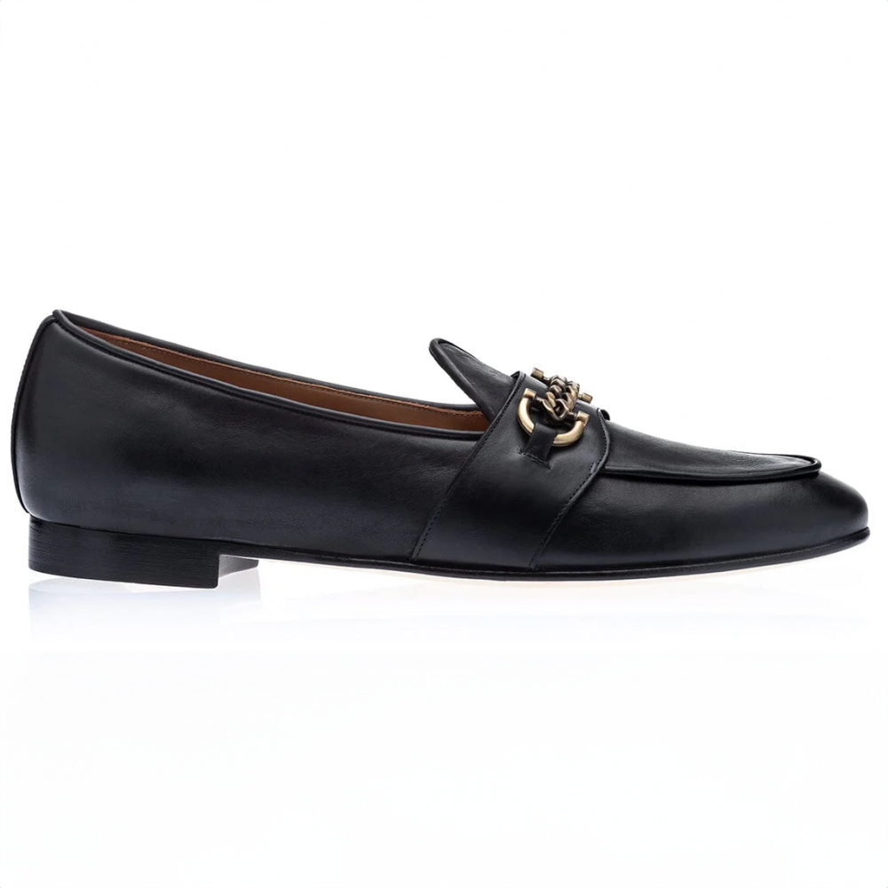 Superglamourous Tangerine 14 Maranello Belgian Loafers Black