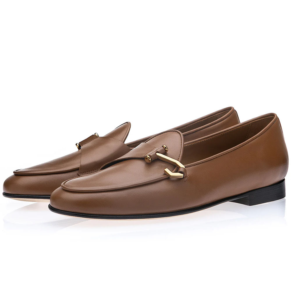 Superglamourous Tangerine 16 Guanto Belgian Loafers Tobacco