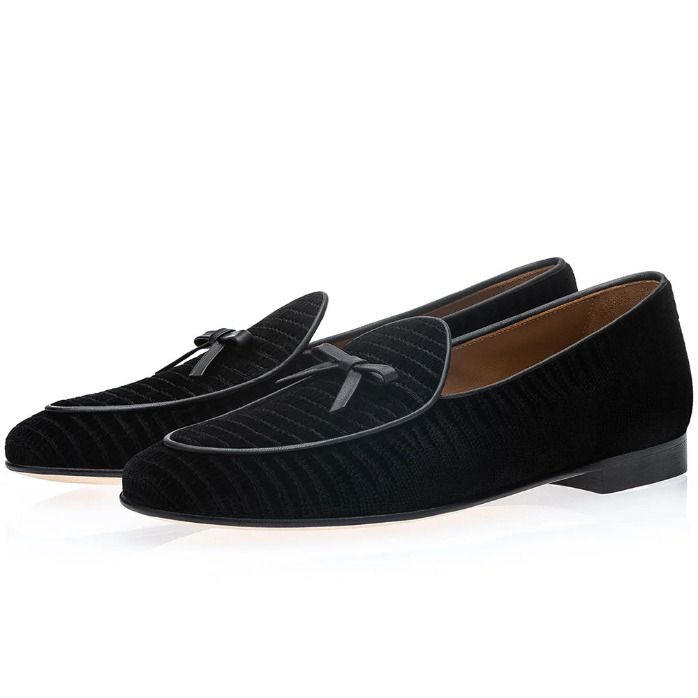 Superglamourous Tangerine 1 TejuVelour Belgian Loafers Black