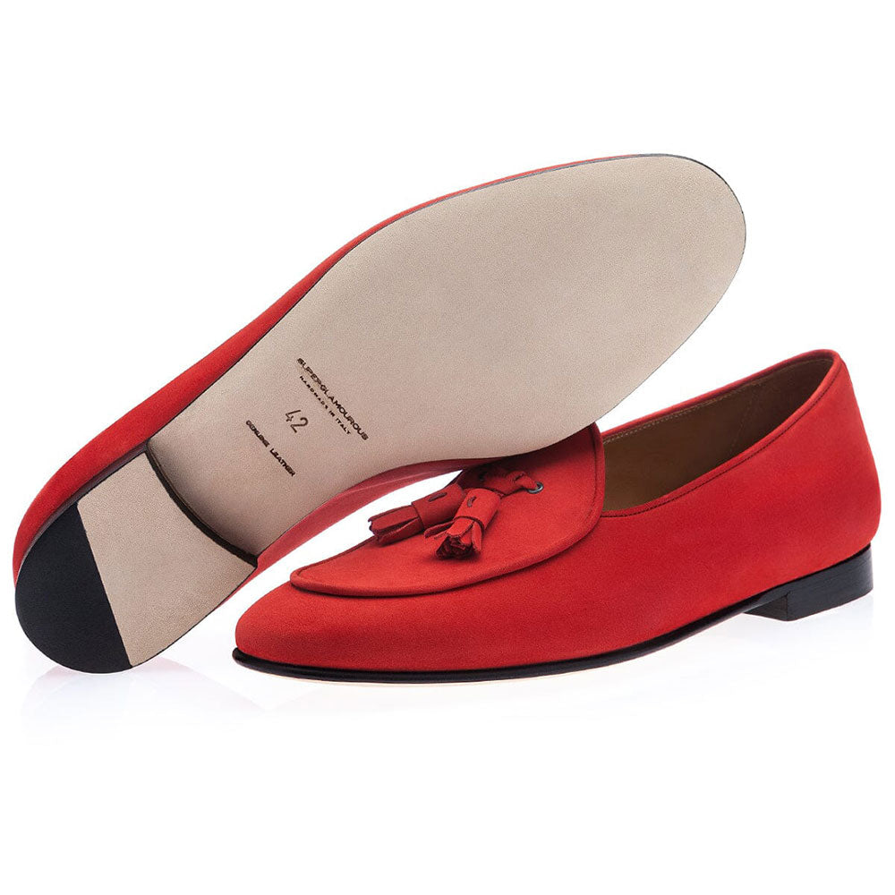 Superglamourous Tangerine 2 Nabuk Belgian Loafers Red