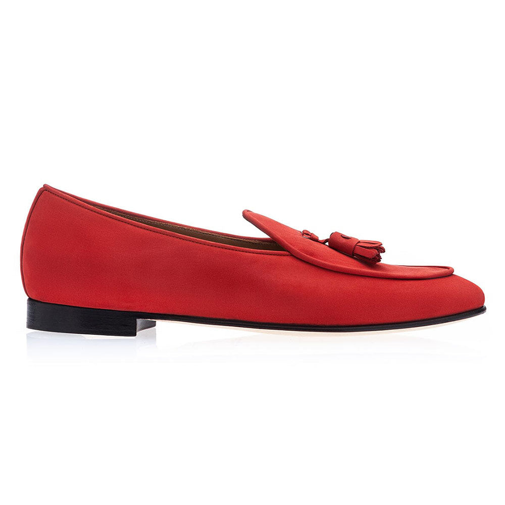 Superglamourous Tangerine 2 Nabuk Belgian Loafers Red