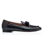 Superglamourous Tangerine 3 Crocolux Belgian Loafers Black