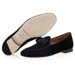 Superglamourous Tangerine 3 Velour Belgian Loafers Black