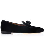 Superglamourous Tangerine 3 Velour Belgian Loafers Black