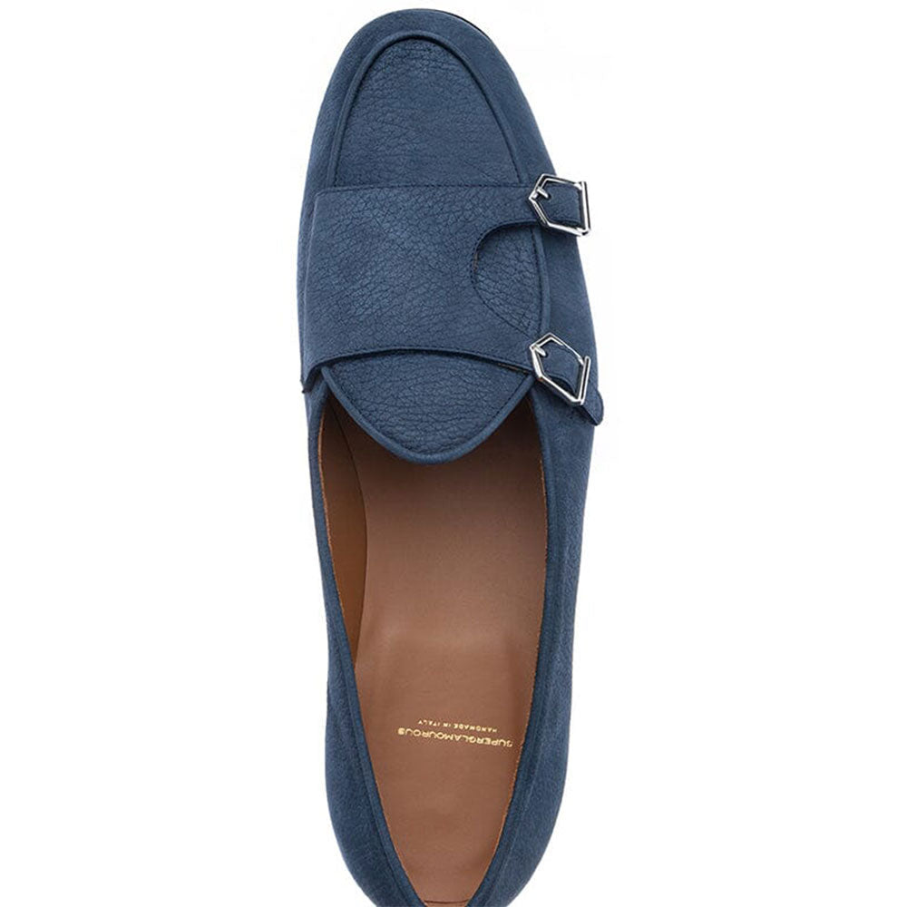 Superglamourous Tangerine 7-R Oregon Belgian Loafers Navy