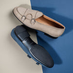Superglamourous Tangerine 7-R Oregon Belgian Loafers Navy