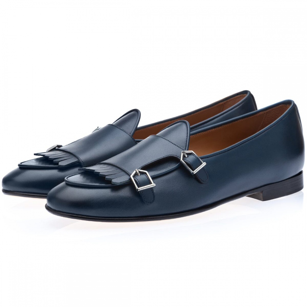 Superglamorous Tangerine 7.1 Nappa Belgian Loafers Navy