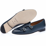 Superglamourous Tangerine 7.1 Nappa Belgian Loafers Navy