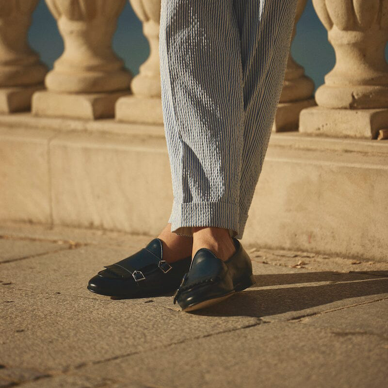 Superglamourous Tangerine 7.1 Nappa Belgian Loafers Navy