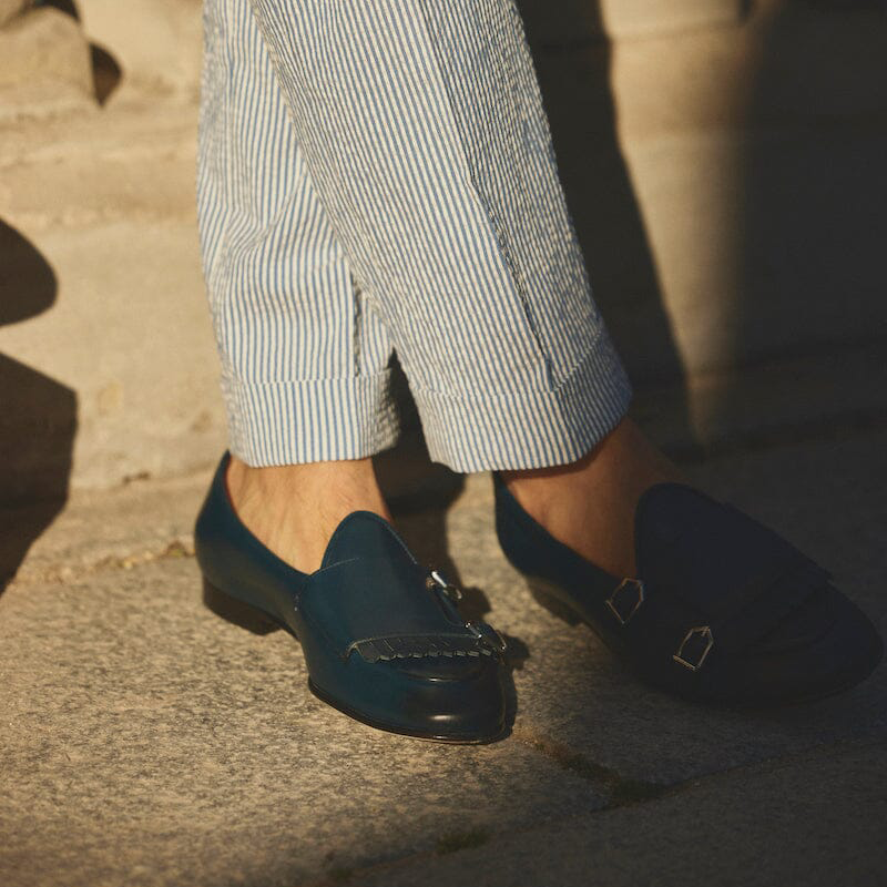 Superglamourous Tangerine 7.1 Nappa Belgian Loafers Navy