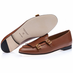 Superglamourous Tangerine 7.1 Nappa Belgian Loafers Tobacco