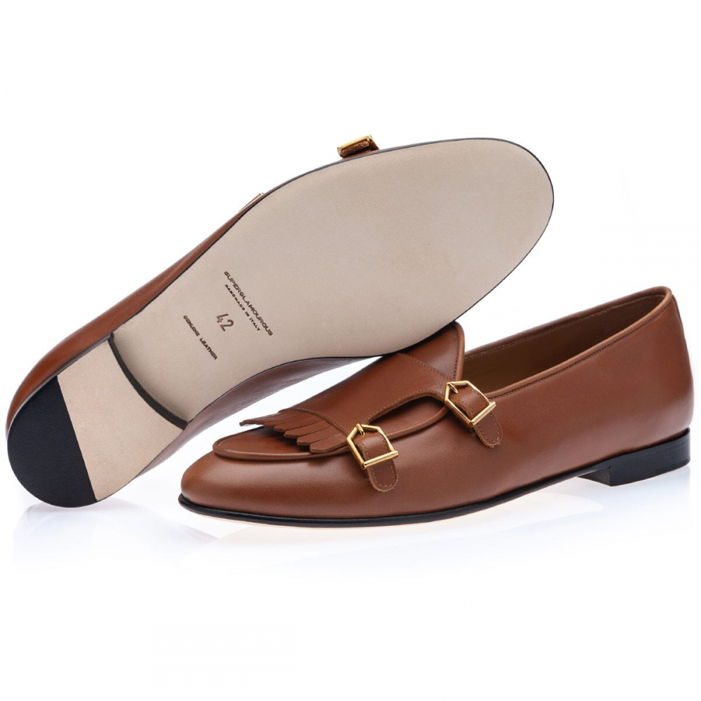 Superglamourous Tangerine 7.1 Nappa Belgian Loafers Tobacco