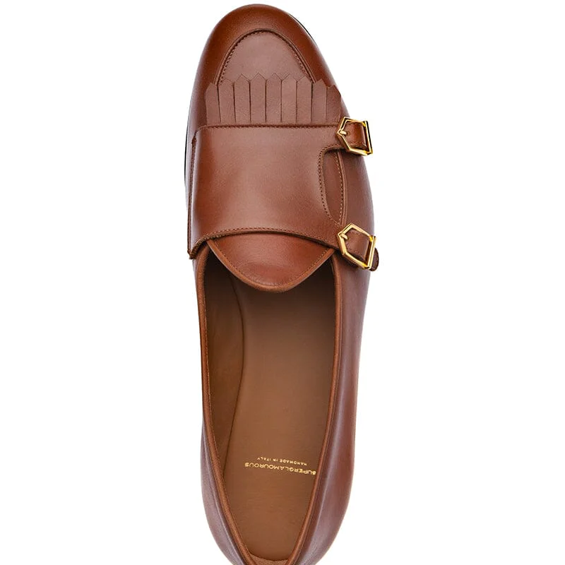 Superglamourous Tangerine 7.1 Nappa Belgian Loafers Tobacco