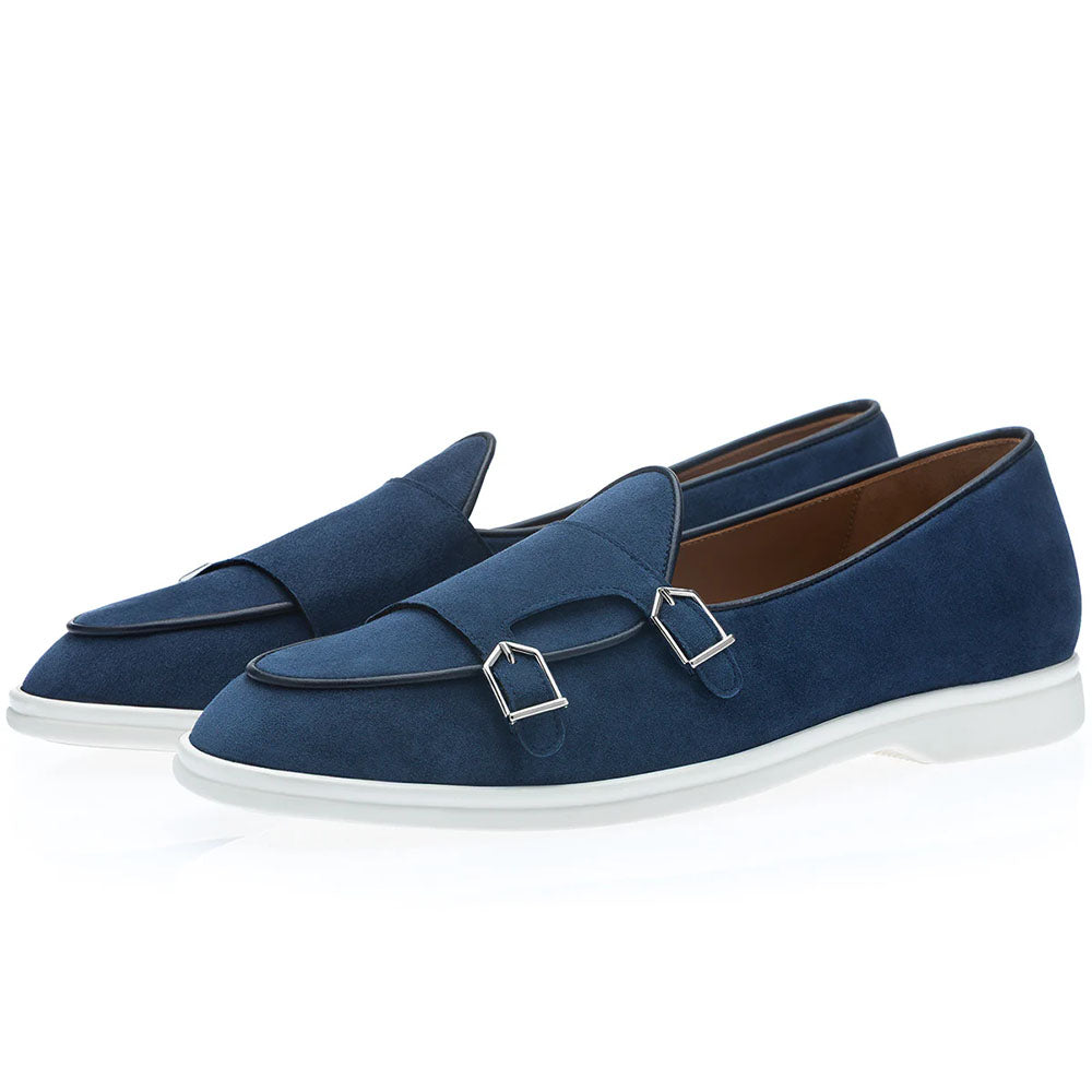 Superglamourous Tangerine 7 Velukid Airwalk Suede Double-Monk Slip-On Blue