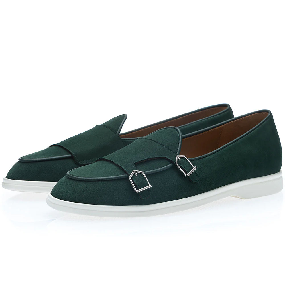 Superglamourous Tangerine 7 Velukid Airwalk Suede Double-Monk Slip-On Green