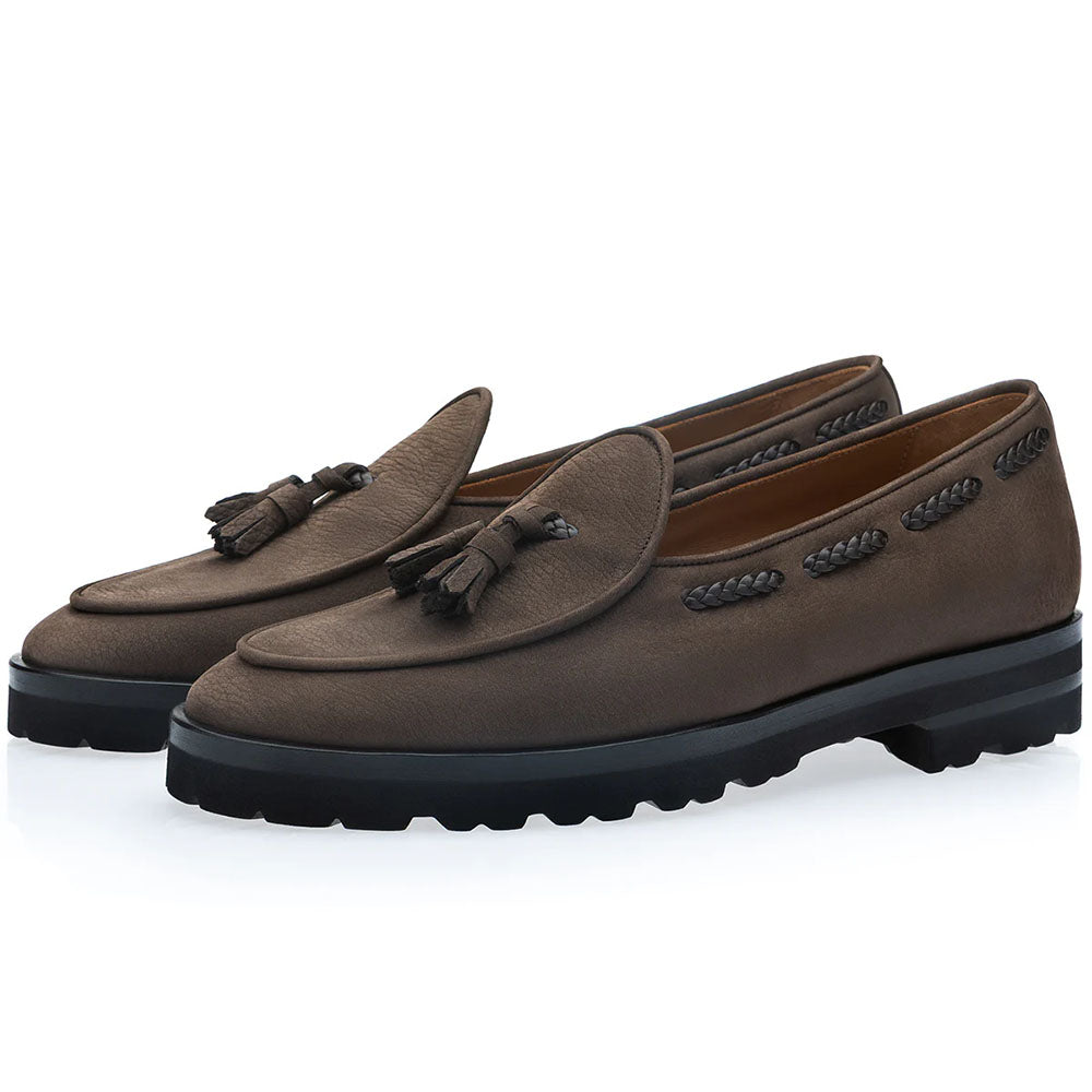 Superglamourous Tangerine 8-T Oregon Nubuck Belgian Tassel Loafers Cocoa