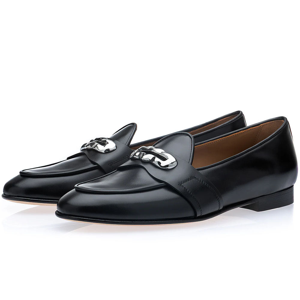 Superglamourous Tangerine 9.2 Nappa Belgian Loafers Black