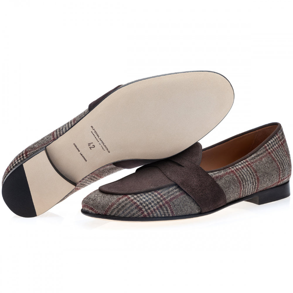 Superglamourous Tangerine 9 Tartan Belgian Loafers Cocoa