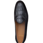 Superglamourous Tangerine Crocodile / Suede Belgian Loafers Black