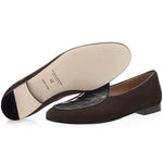 Superglamourous Tangerine Crocodile / Suede Belgian Loafers Cocoa