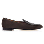 Superglamourous Tangerine Crocodile / Suede Belgian Loafers Cocoa