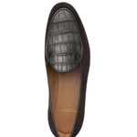 Superglamourous Tangerine Crocodile / Suede Belgian Loafers Cocoa