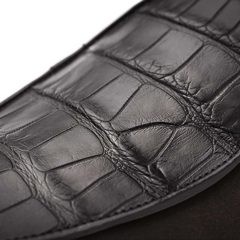 Superglamourous Tangerine Crocodile / Suede Belgian Loafers Cocoa