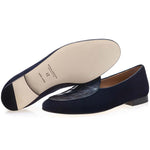 Superglamourous Tangerine Crocodile / Suede Belgian Loafers Navy