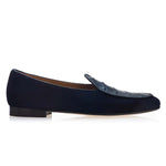 Superglamourous Tangerine Crocodile / Suede Belgian Loafers Navy