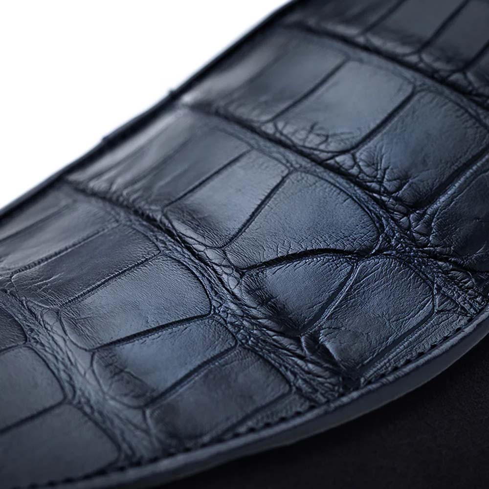 Superglamourous Tangerine Crocodile / Suede Belgian Loafers Navy