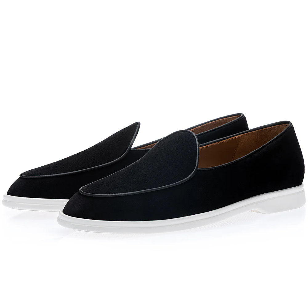 Superglamourous Tangerine Velukid Airwalk Slip-On Sneakers Black