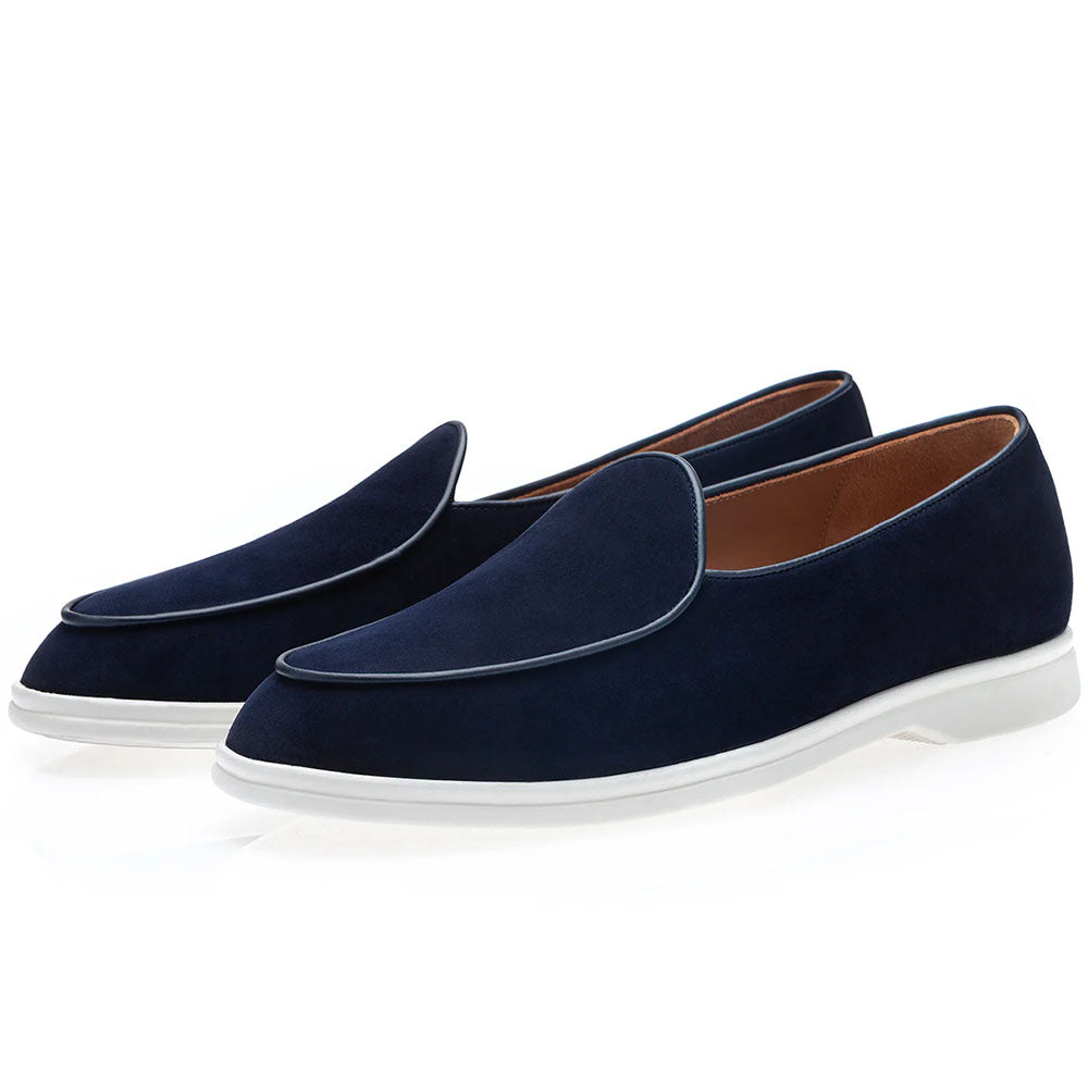 Superglamourous Tangerine Velukid Airwalk Slip-On Sneakers Navy