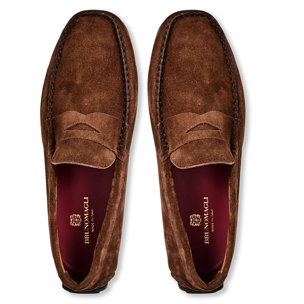 Bruno Magli Taranto Suede Penny Driver Brown