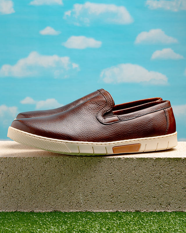 TB Phelps SoHo Deerskin Slip-On Sneakers Chestnut