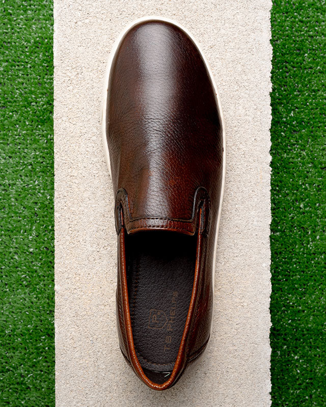 TB Phelps SoHo Deerskin Slip-On Sneakers Chestnut