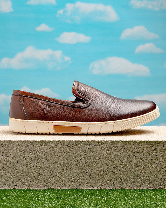 TB Phelps SoHo Deerskin Slip-On Sneakers Chestnut