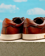 TB Phelps Tribeca Deerskin Lace-Up Sneakers Chestnut